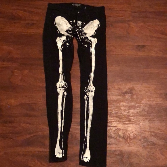 rude black skeleton skinny jeans